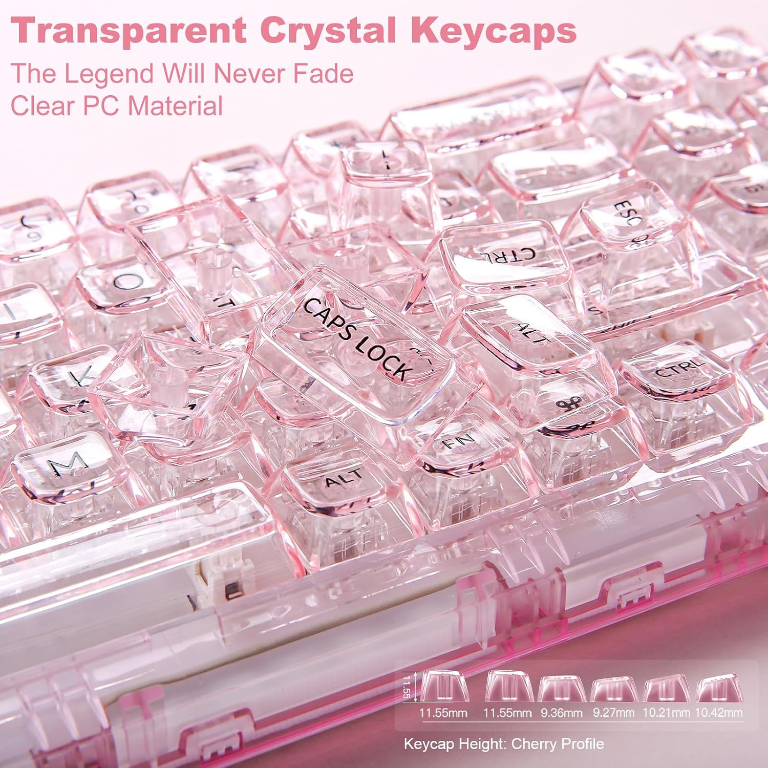 Thumbnail 6 de YUNZII X71 Transparente Mechanische Tastatur (68% Layout, Crystal Ice Switch, Pink) mit Dichtung und Hot-Swap