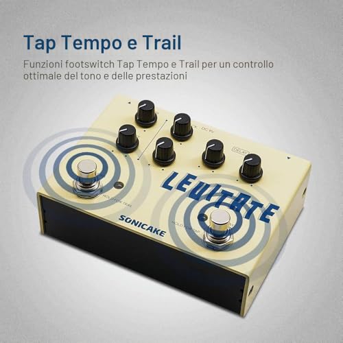 Detalle de SONICAKE Delay e riverbero 2 in 1 Levitate: pedale digitale per chitarra, delay fino a 2000 ms e reverb plate