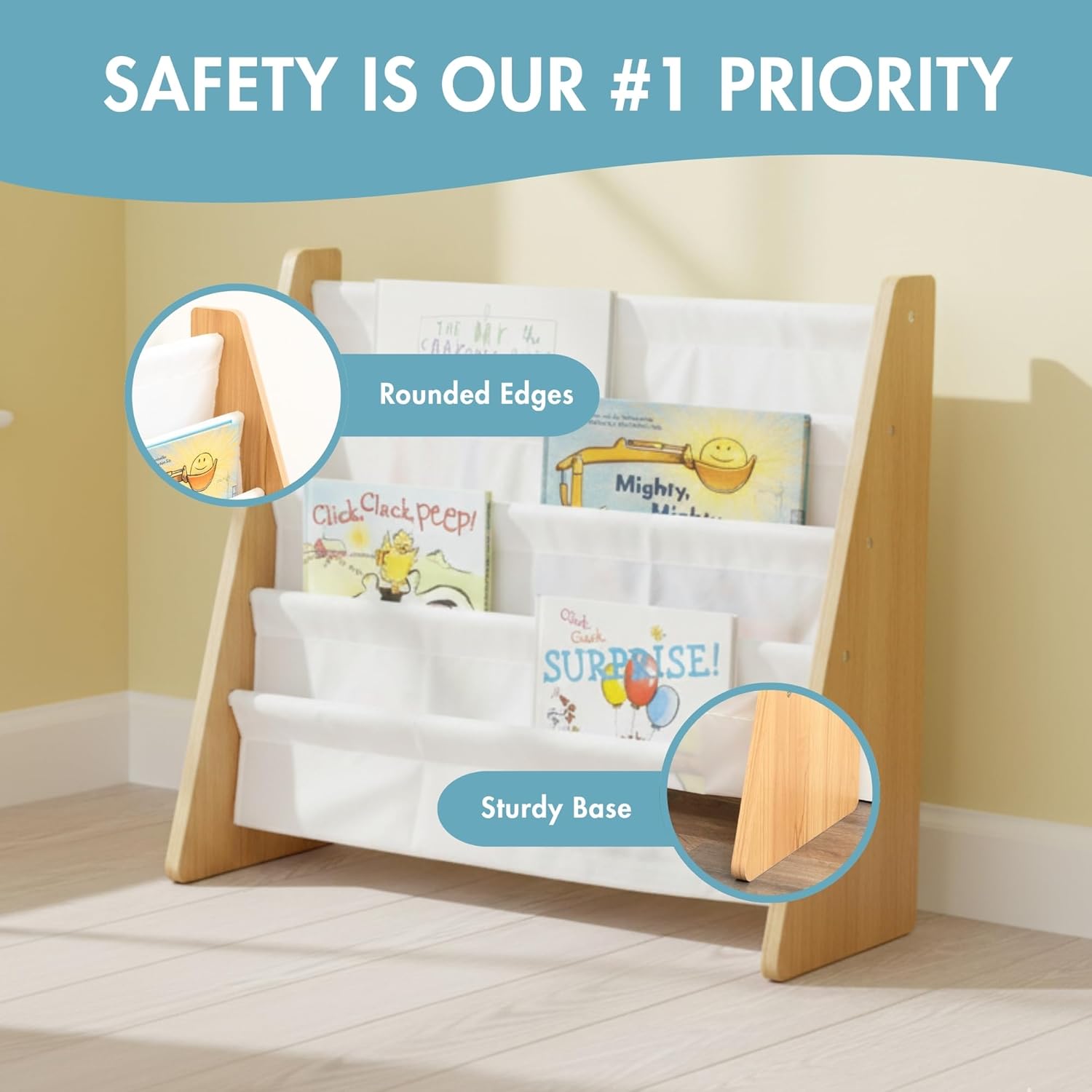 Thumbnail 5 de HumbleCrew Libreria Bambini Elegante: Scaffale 4 Ripiani in Naturale/Bianco, 63x28x60 cm