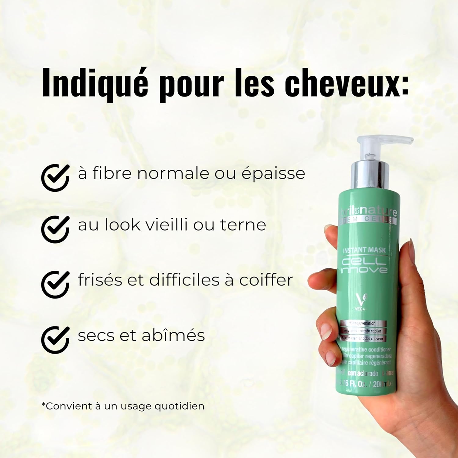 Thumbnail 3 de abril et nature Cell Innove Masque Cheveux Professionnel – Après-shampooing hydratant aux cellules souches végétales (1000 ml)