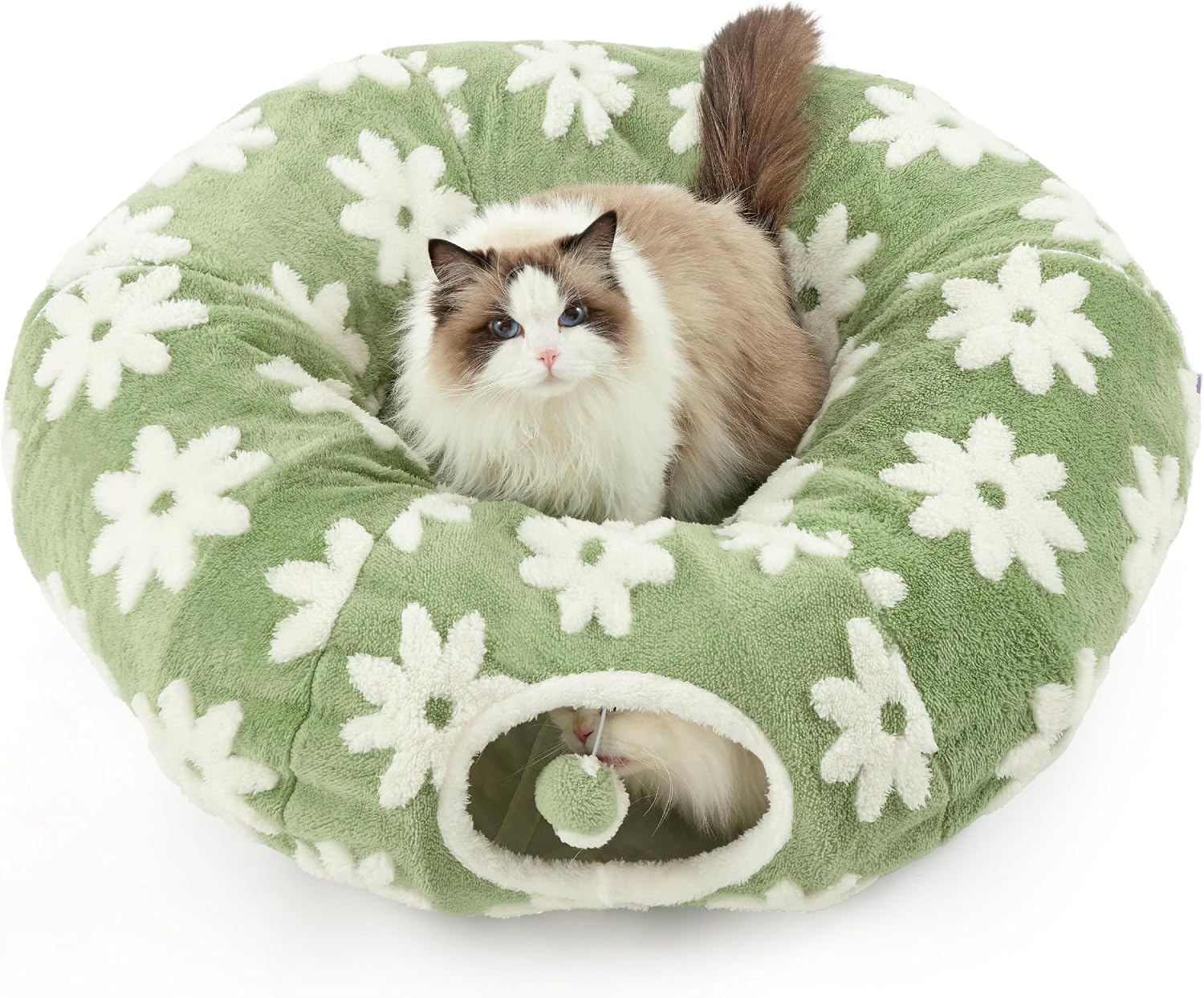 Detalle de LE SURE US000118NST Cat Tunnel Bed, Plush Jacquard, 33.5-Inch Donut Design