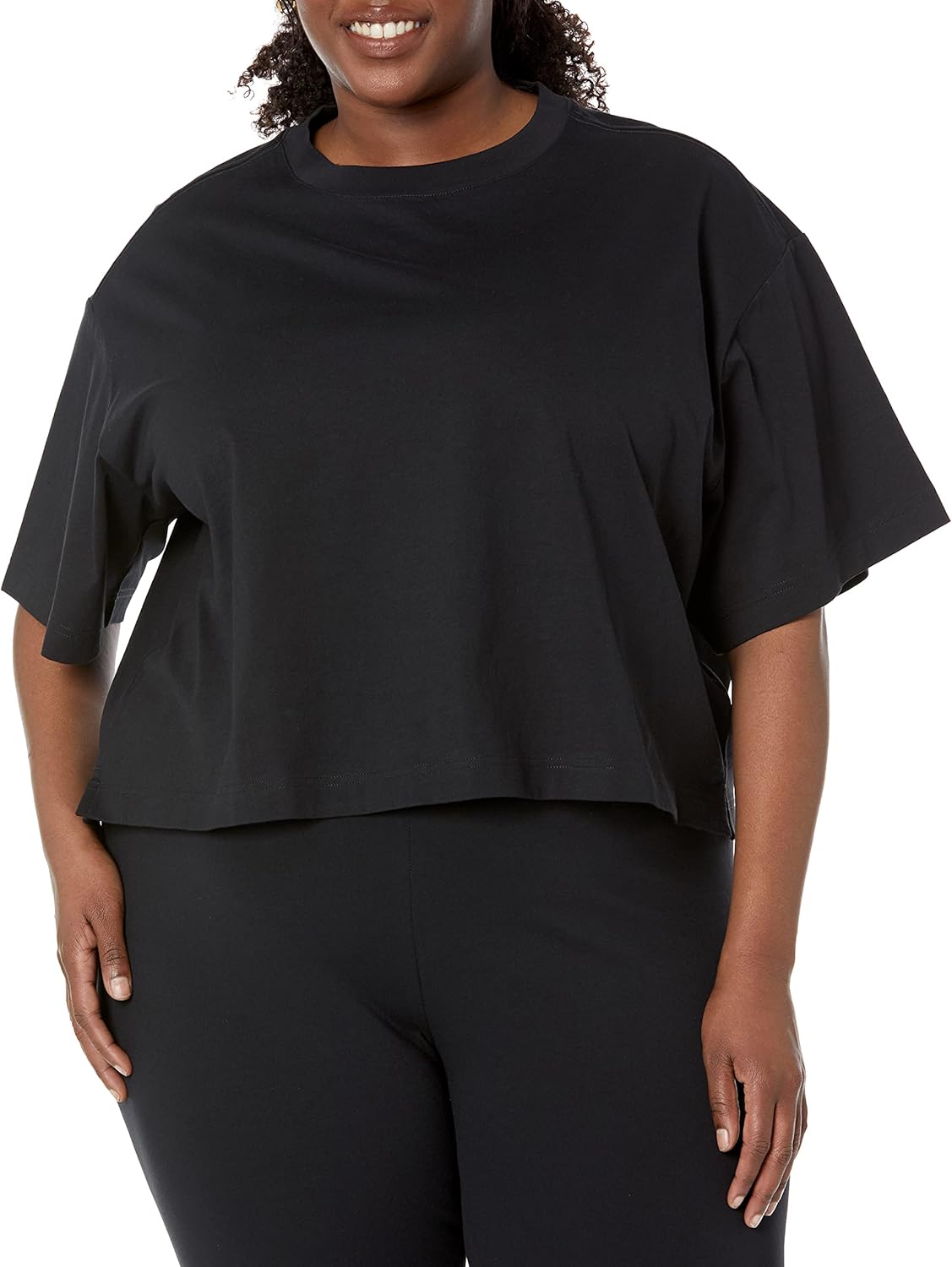 Detalle de Amazon Essentials Women's Organic Cotton Drop-Shoulder Relaxed Boxy Short-Sleeved T-Shirt (Plus Size)