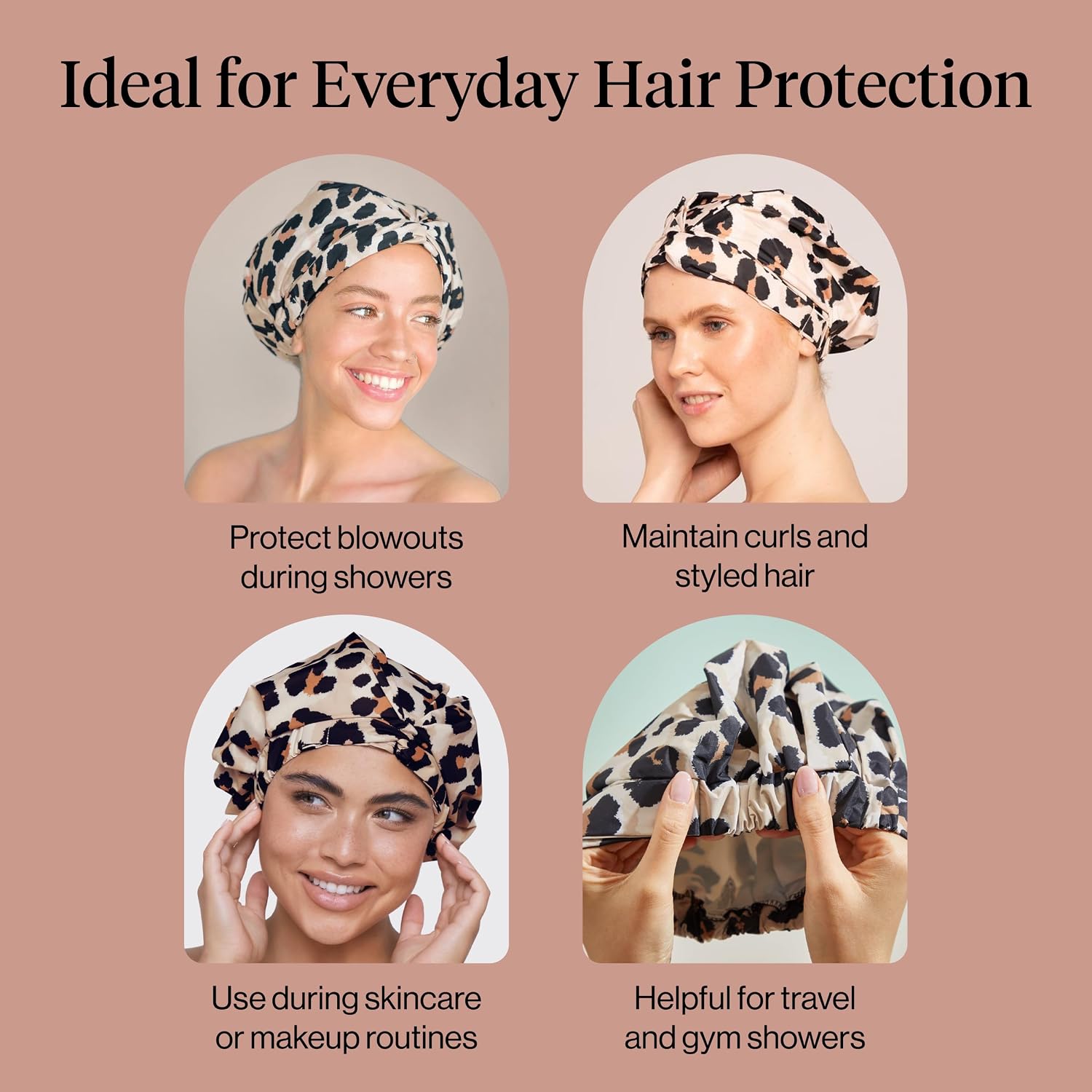 Thumbnail 5 de Kitsch Luxury Leopard Shower Cap for Women — Reusable, Waterproof & Non-Slip