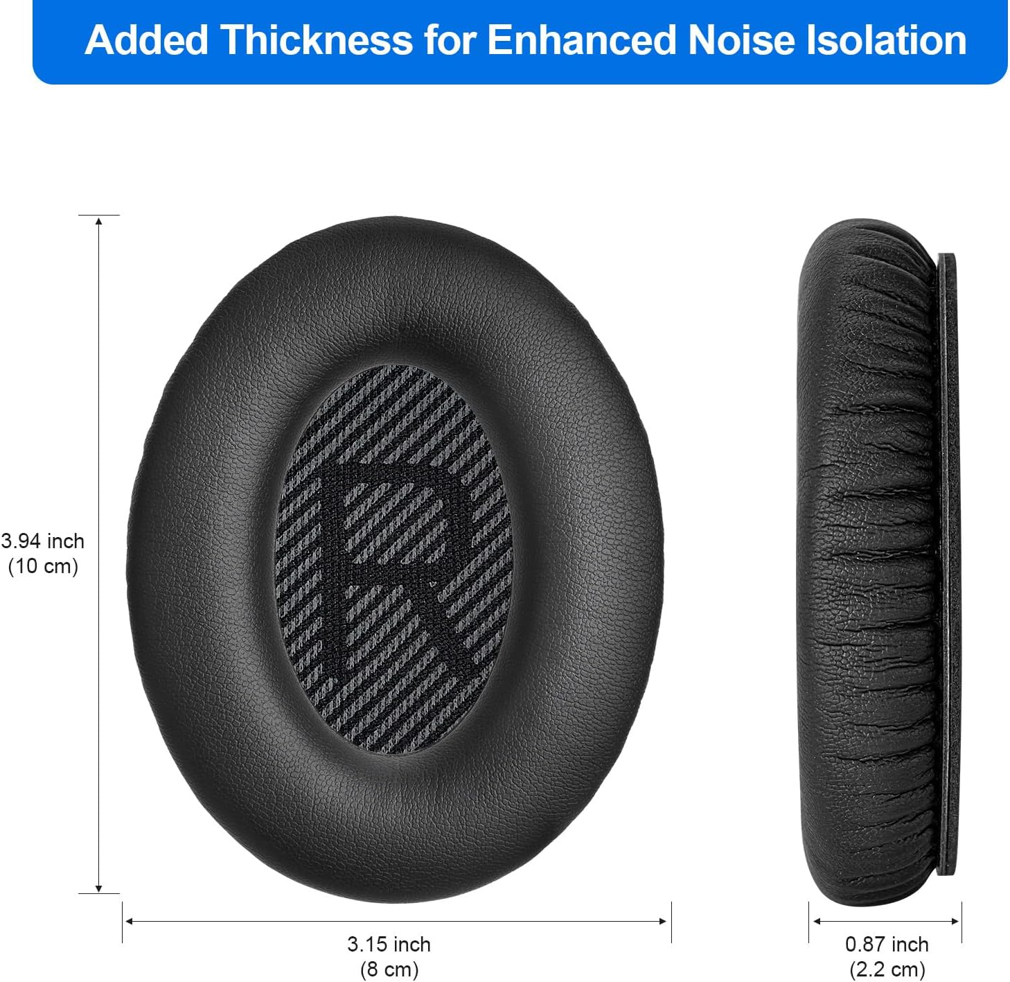 Detalle de Aurivor BS25BKBK00 Replacement Ear Pads, Black Faux Leather, Memory Foam