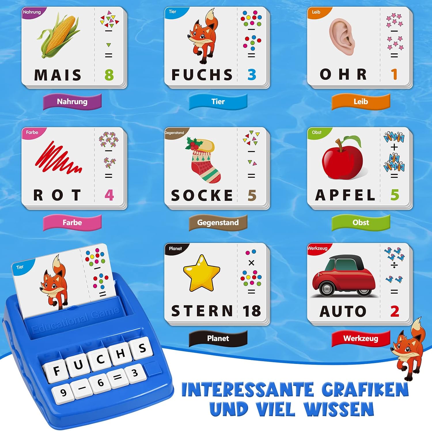 Detalle de Joozmui Geschenk Mädchen 3–8 Jahre: 2‑in‑1 Lernset für Buchstaben und Zahlen