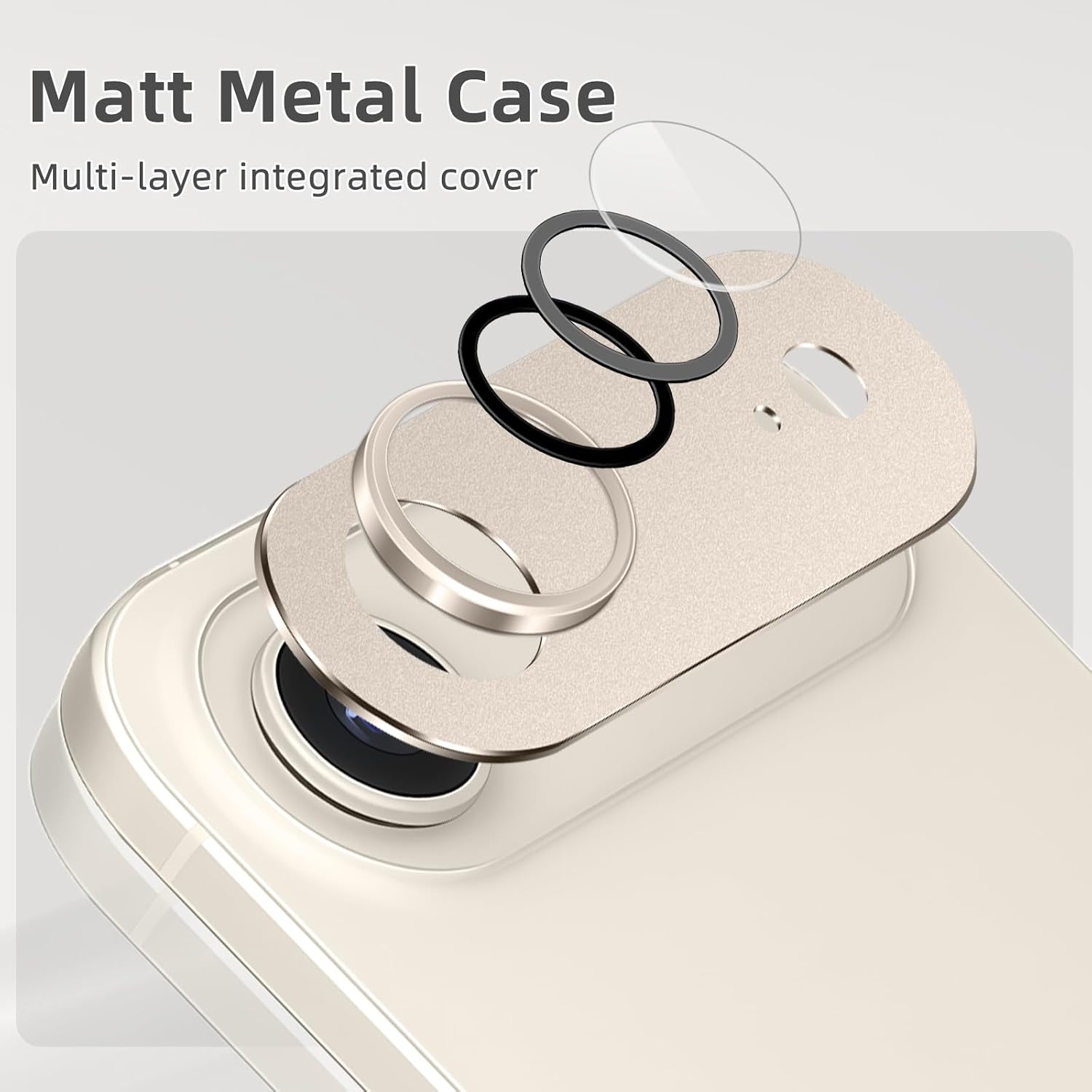 Detalle de SumRioo Kameraschutz für iPhone 17 Air (Hellgold) – 9H Panzerglas & Aluminiumlegierung