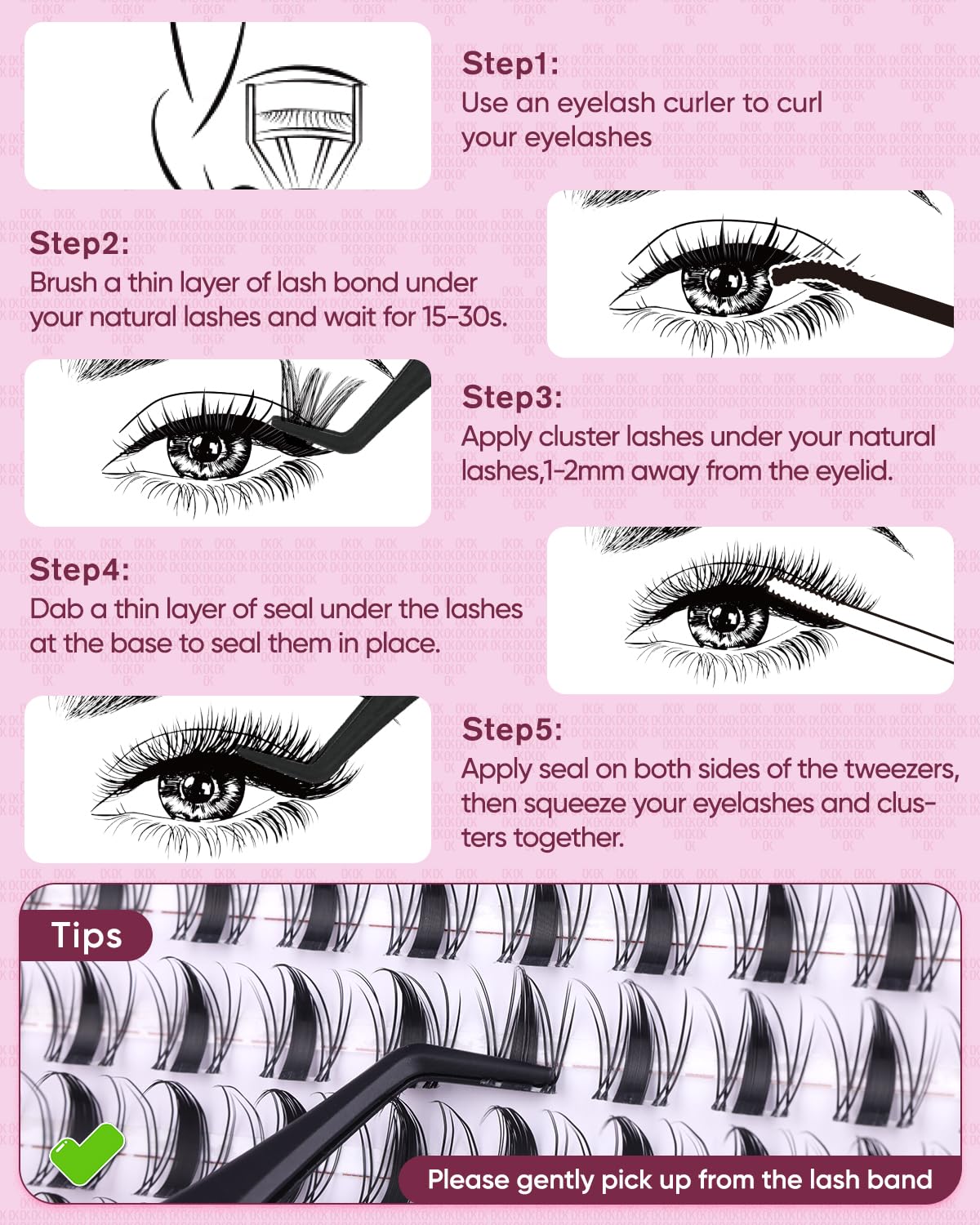 Thumbnail 6 de OKAYLOVE Manga Lash Clusters Kit, BUNNY 8-18mm — 120 Clusters, Bond & Seal, Tweezers & Remover