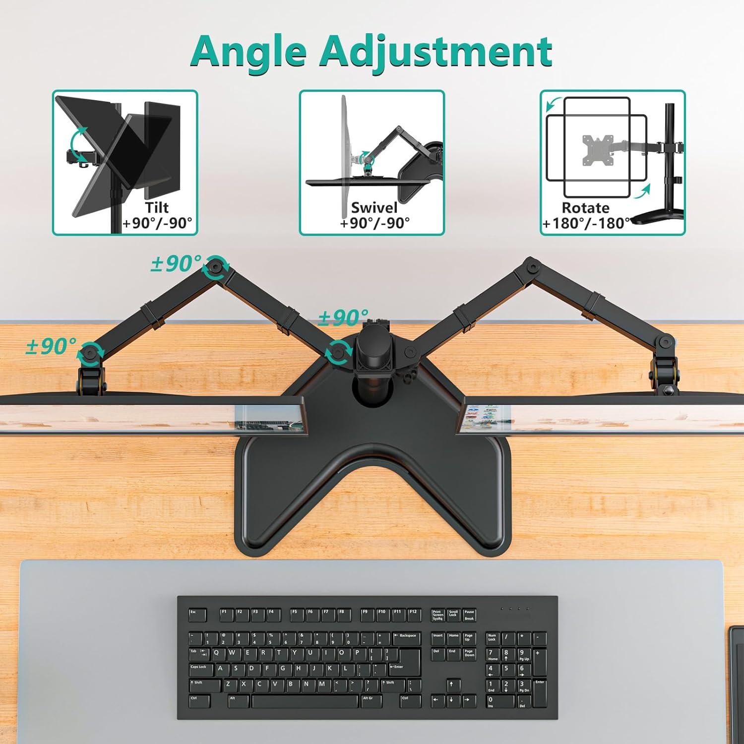 Thumbnail 4 de WALI MF002 Dual Monitor Stand 27in