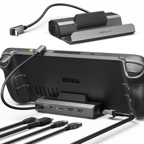 Detalle de JSAUX Docking Station 5 en 1 con HDMI 4K@120Hz, Ethernet 100Mbps y carga PD 100W (HB0602) para Steam Deck/OLED y más