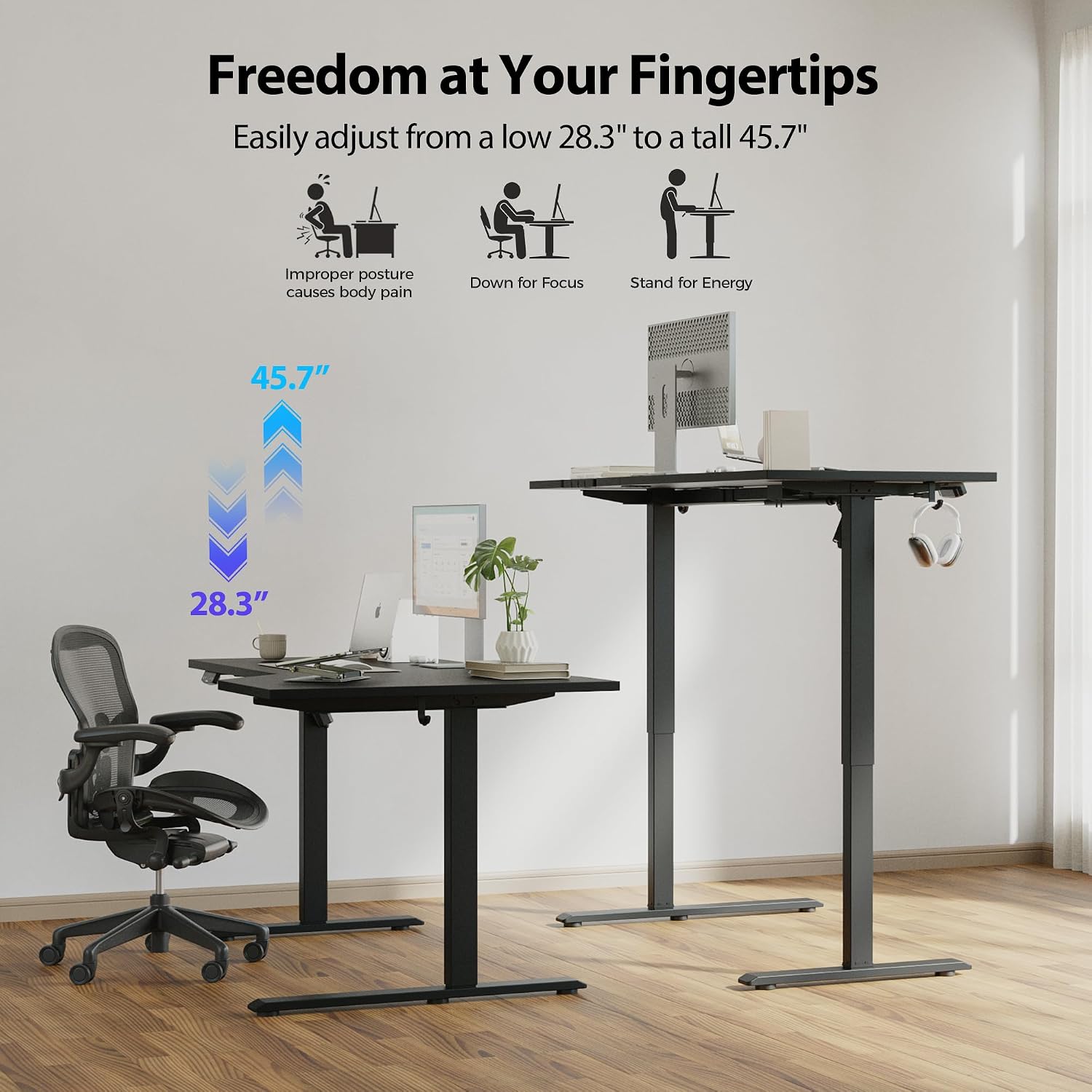 Thumbnail 5 de Agilestic Electric Standing Desk L-Shaped 55"