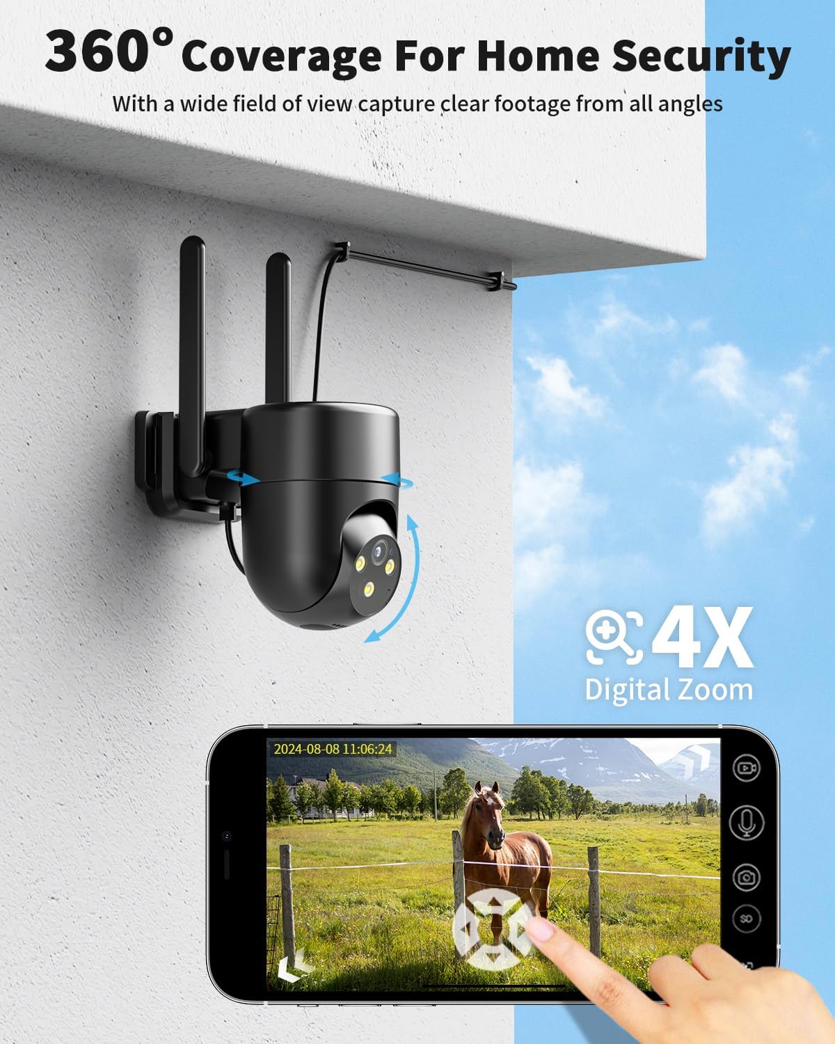 Thumbnail 4 de NUASI 4G LTE Outdoor Security Camera with SIM: 2K PTZ with AI Human Detection