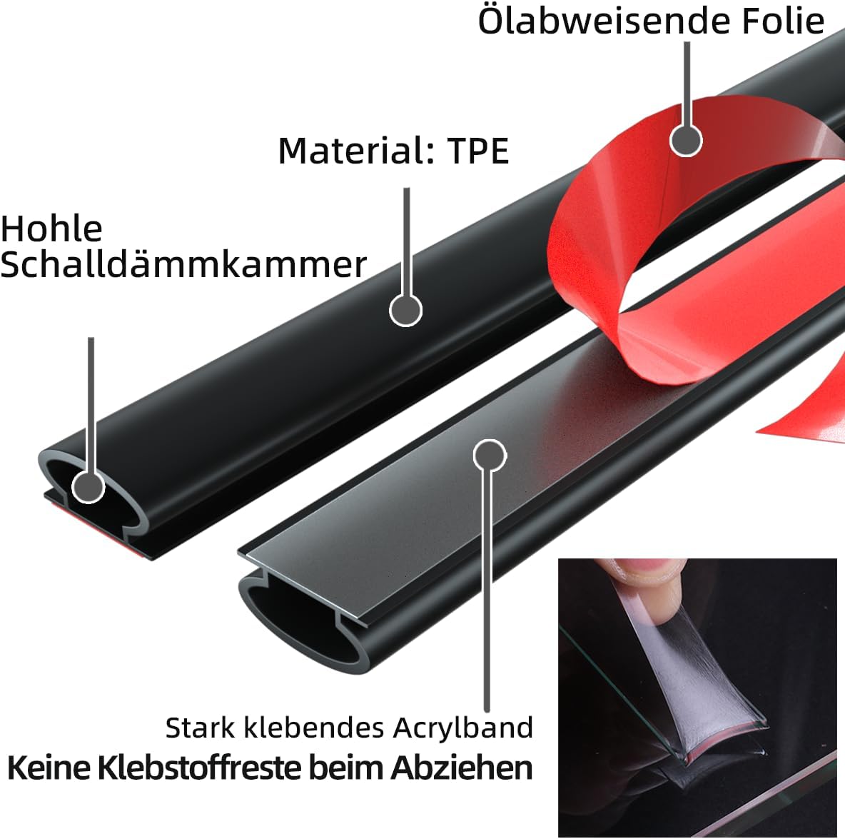 Thumbnail 2 de Dichtungsband Türdichtung D‑Schwarz 6 m 🪟