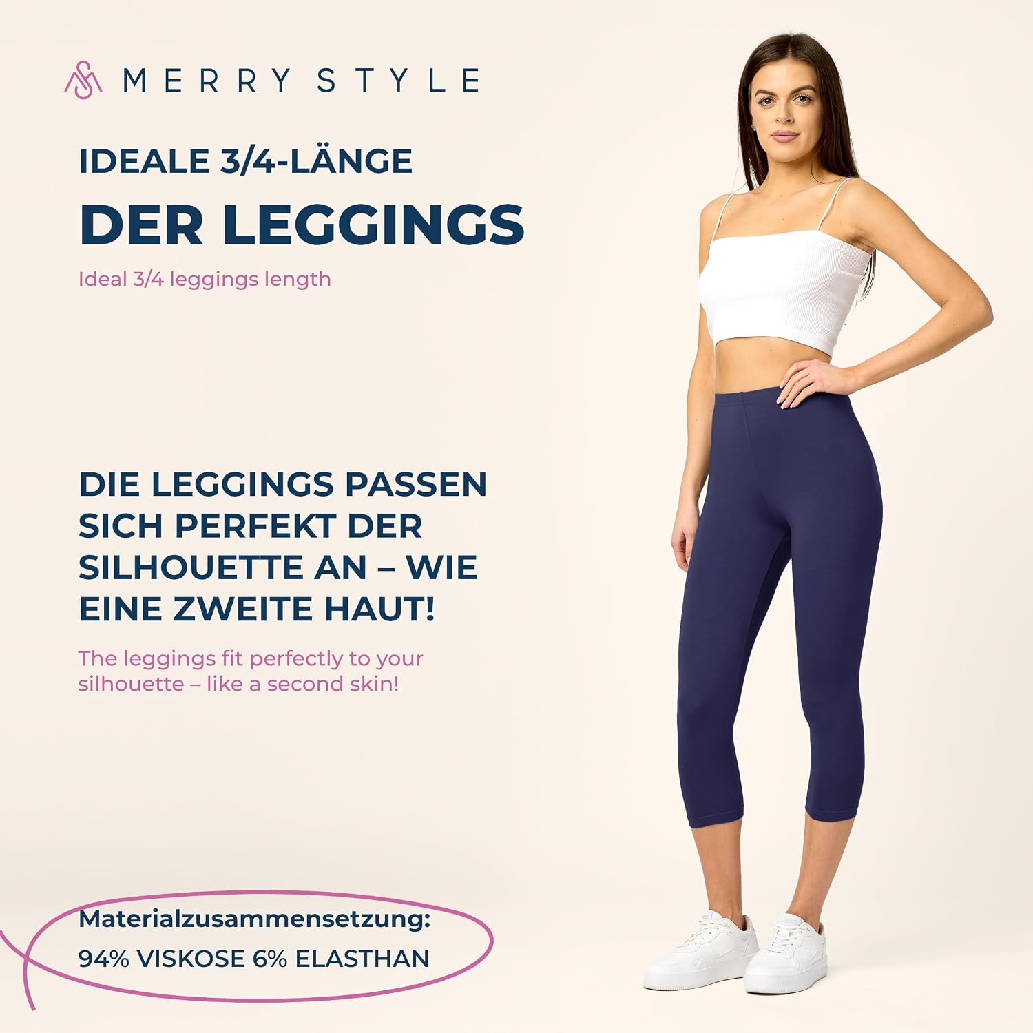 Detalle 2 de Merry Style MS10-144 3/4-legging voor dames van 94% viscose
