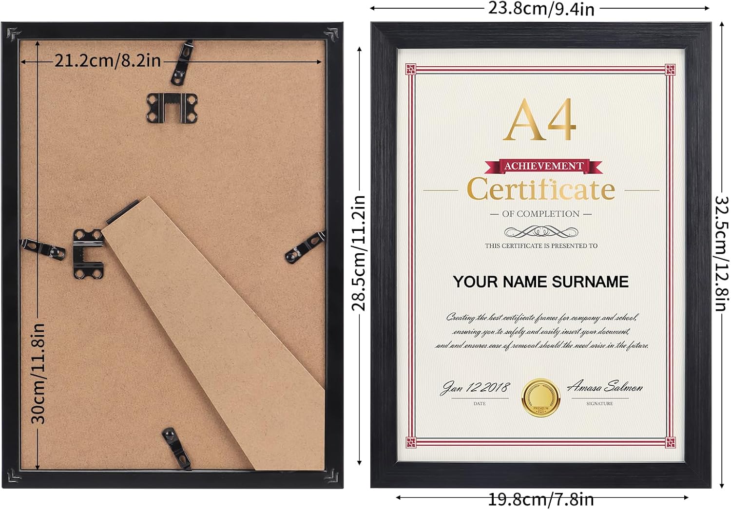 Detalle de Giftgarden 12 Pack A4 Black Photo Frames – versatile display for photos, certificates and artwork