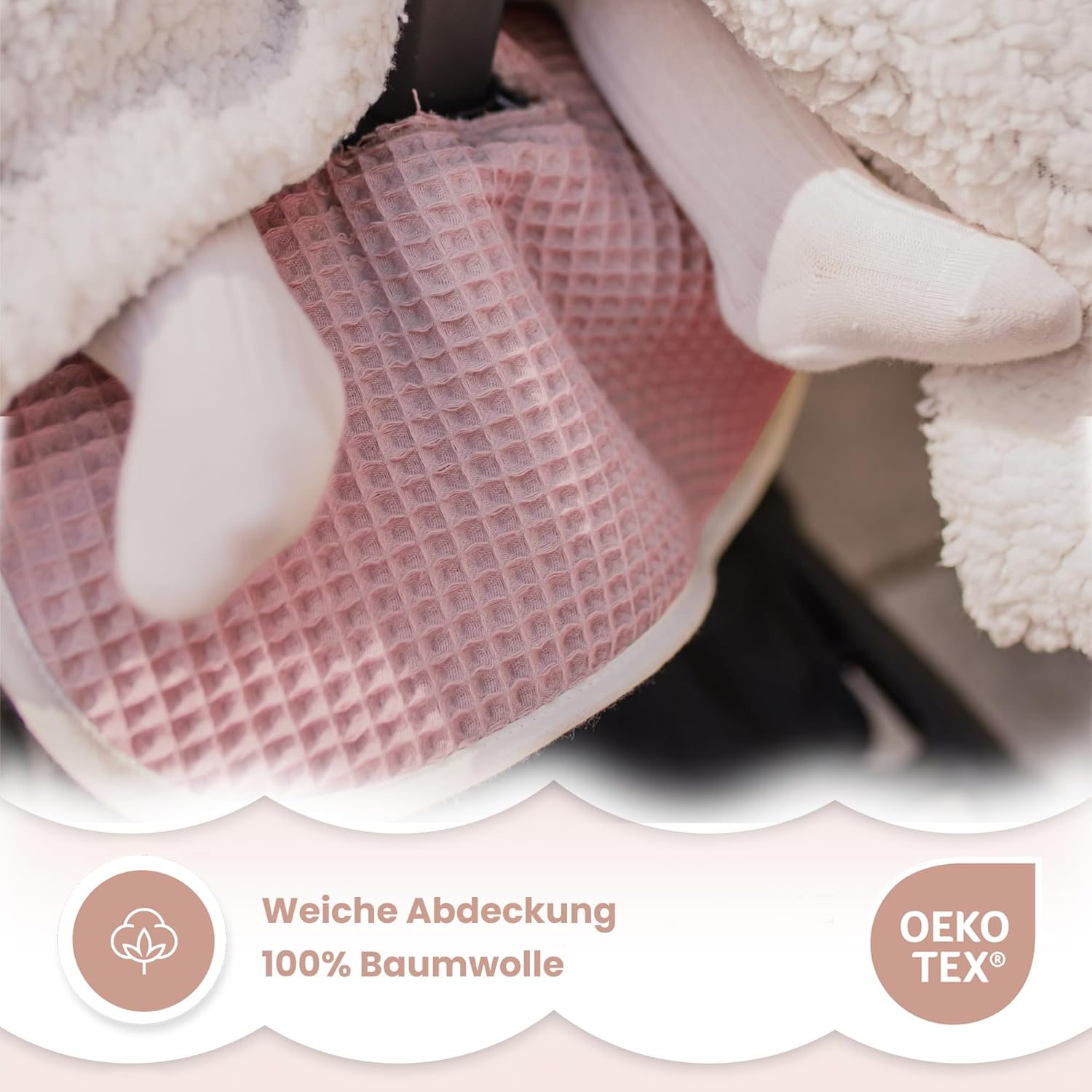 Detalle de MIMUSELINA Universal Kinderwagen Sitzauflage aus 100% Baumwolle OEKO-TEX – atmungsaktiv, waschbar und Made in Portugal