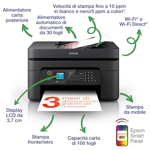 Detalle 2 de Epson WorkForce WF-2930DWF: Multifunzione A4 a getto d'inchiostro con stampa fronte-retro, WiFi ed Epson Smart Panel