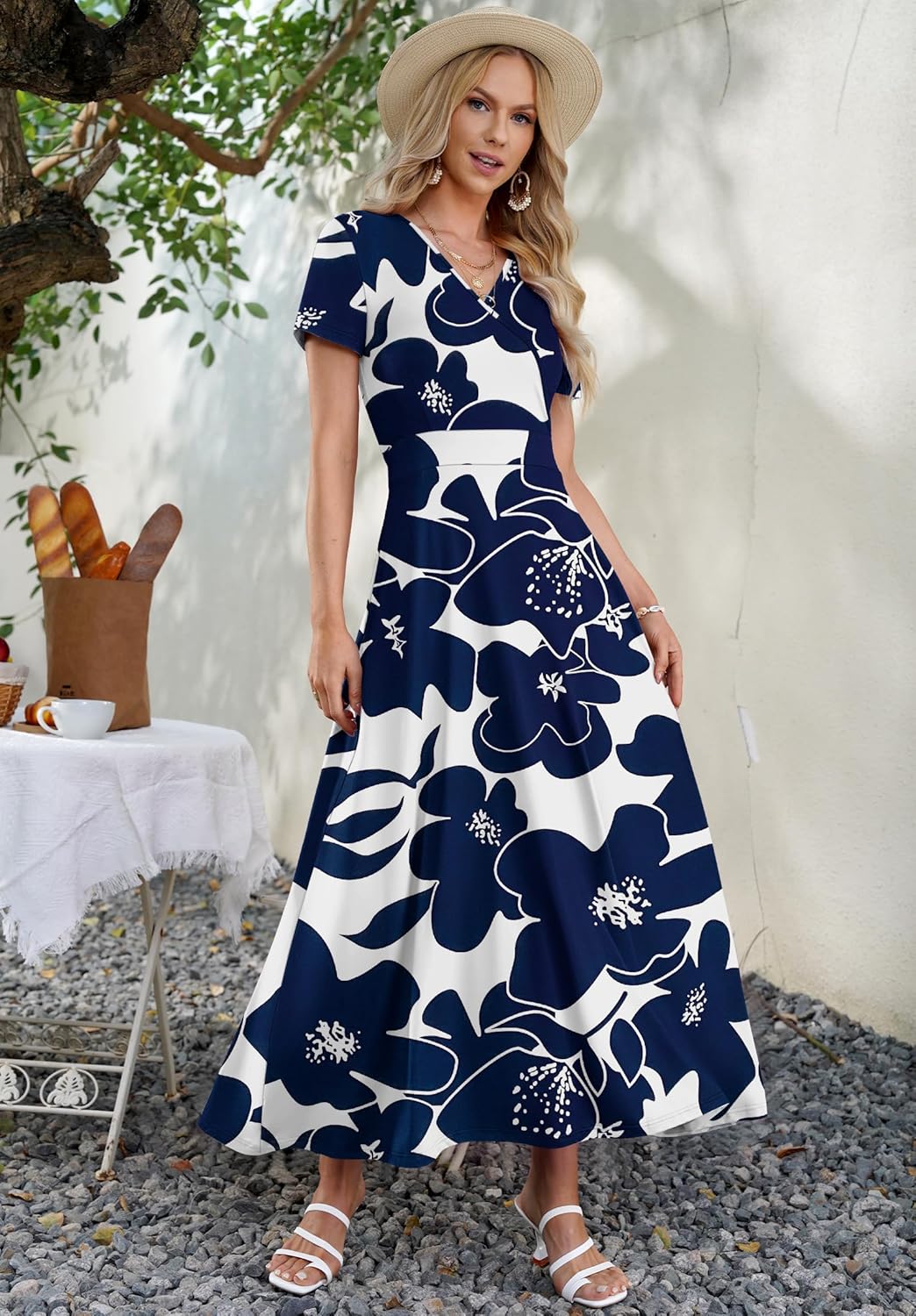 Thumbnail 2 de AUSELILY Maxi Dress for Women — Ankle-Length Floral Beach Dress with Pockets