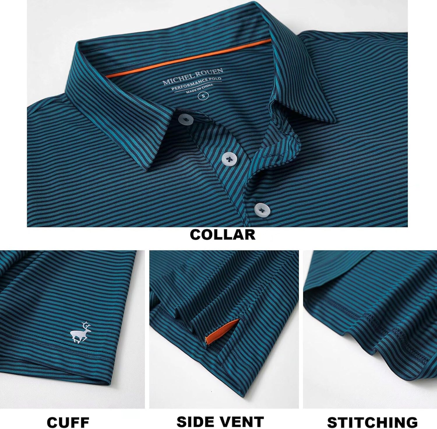 Thumbnail 3 de Men's Golf Polo Shirt: Moisture-Wicking Dry Fit Stripe Polo