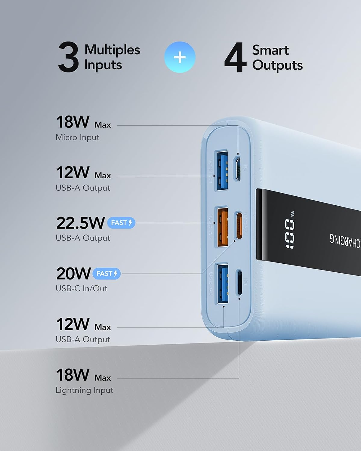 Detalle 2 de VRURC Power Bank 20000mAh