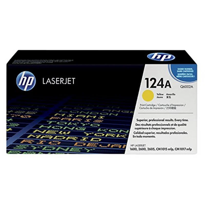 Detalle de HP 124A tóner original amarillo para LaserJet, rendimiento aproximado de 2.000 páginas