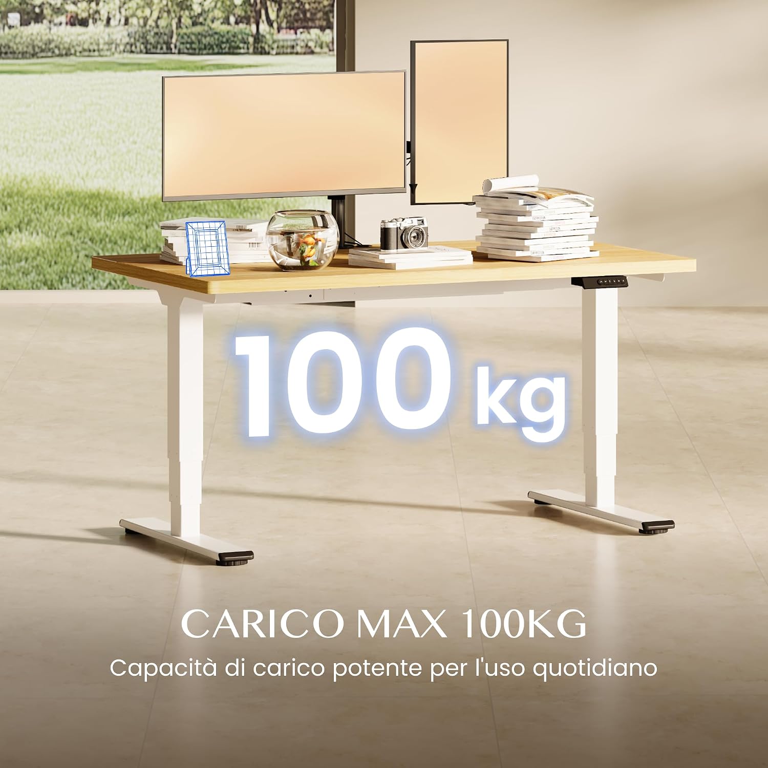 Detalle de FLEXISPOT Scrivania Regolabile in Altezza 180×80 cm con Doppio Motore e Porta USB