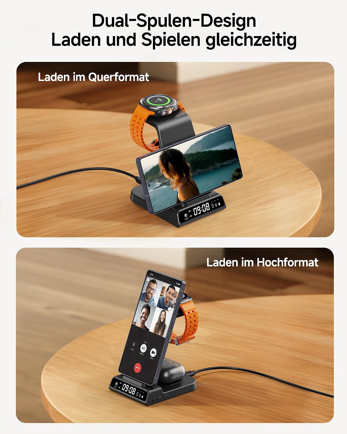 Thumbnail 3 de Induktive Ladestation 3‑in‑1 für Samsung S25 Ultra