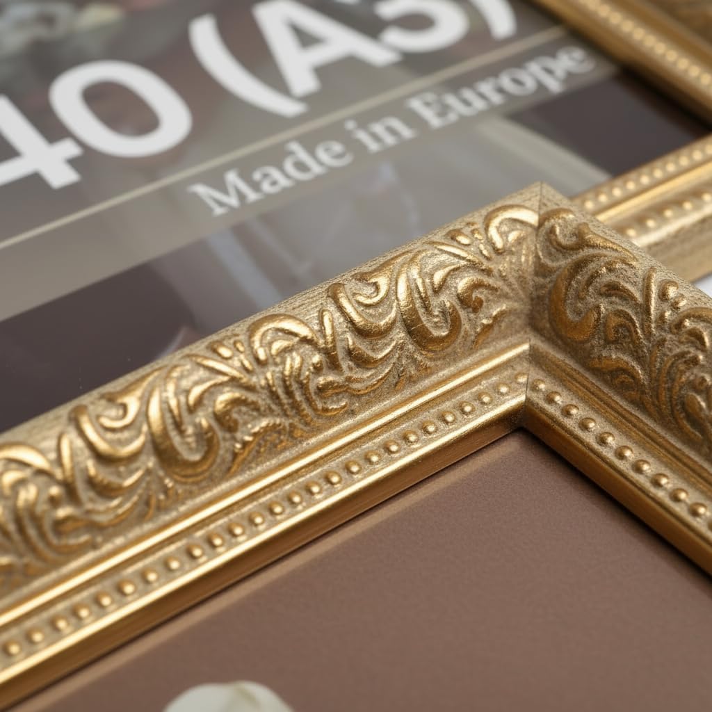 Thumbnail 4 de Cadre photo Victor Rubens vert or baroque antique 18x24 cm, moulure 30 x 20 mm avec verre véritable