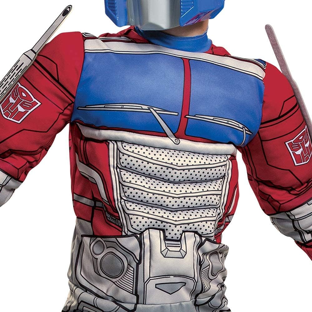 Detalle de Disguise Optimus Prime Muscle Costume for Kids, Padded Jumpsuit and Mask, Medium