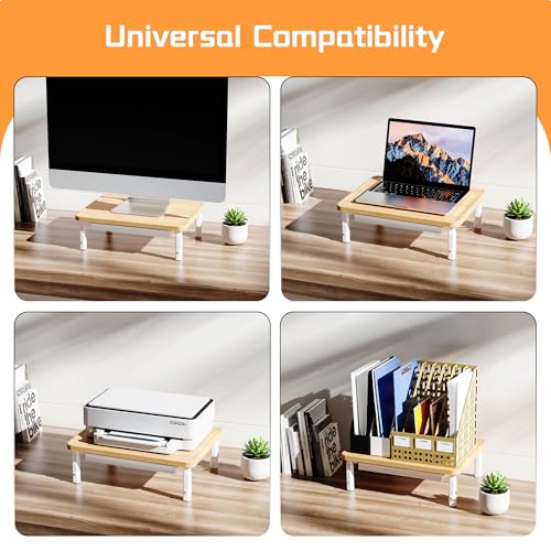 Thumbnail 9 de ETHU Dual Monitor Stand Riser with Drawer 75-103.4cm, Oak