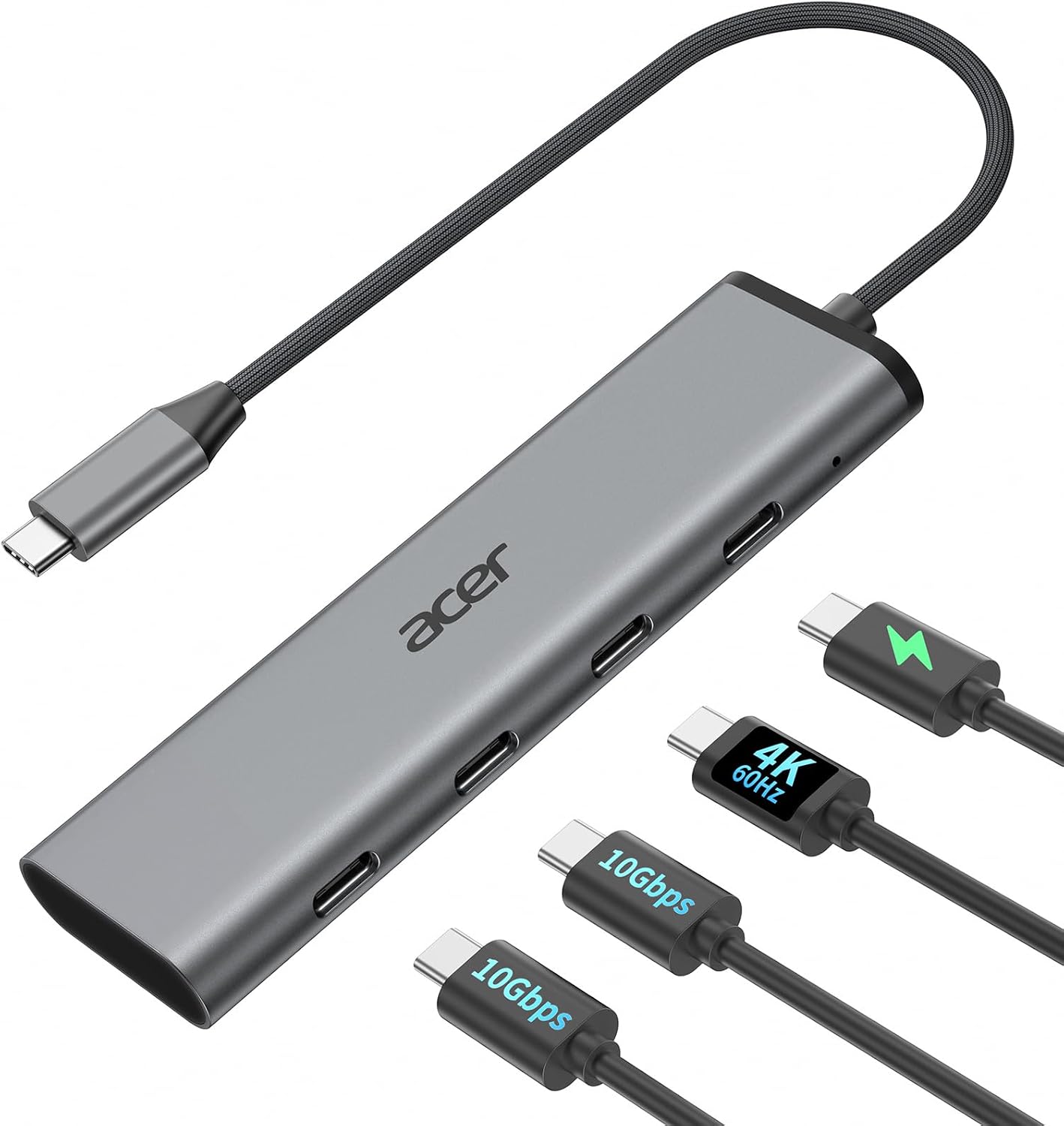 Detalle de Acer 4-in-1 USB-C Hub with 4K@60Hz Video, 10Gbps Data and 100W PD