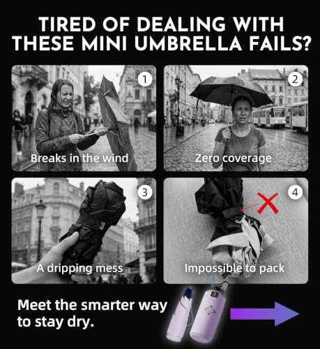 Thumbnail 6 de LILAC Compact Travel Umbrella for Purse – Windproof, UV protected, 30% thicker shaft