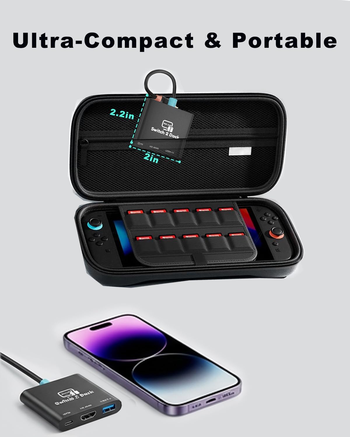 Thumbnail 5 de Switch 2 Dock for Nintendo Switch 2 (V22+ Plug&Play) — Portable TV Travel Docking Station with 4K 60Hz HDMI and 100W PD