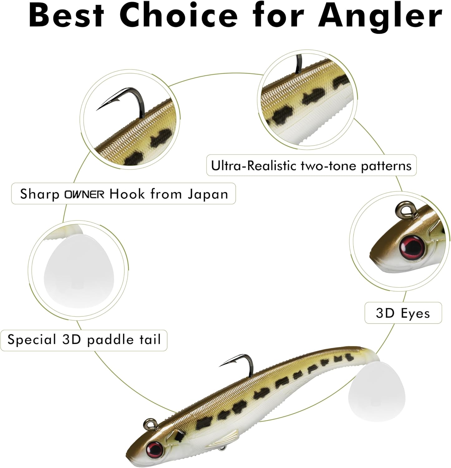 Thumbnail 2 de TRUSCEND Shadtale Soft Fishing Lures with BKK Hooks – Easy Catch Trembly Sinking & Vibrating Swim