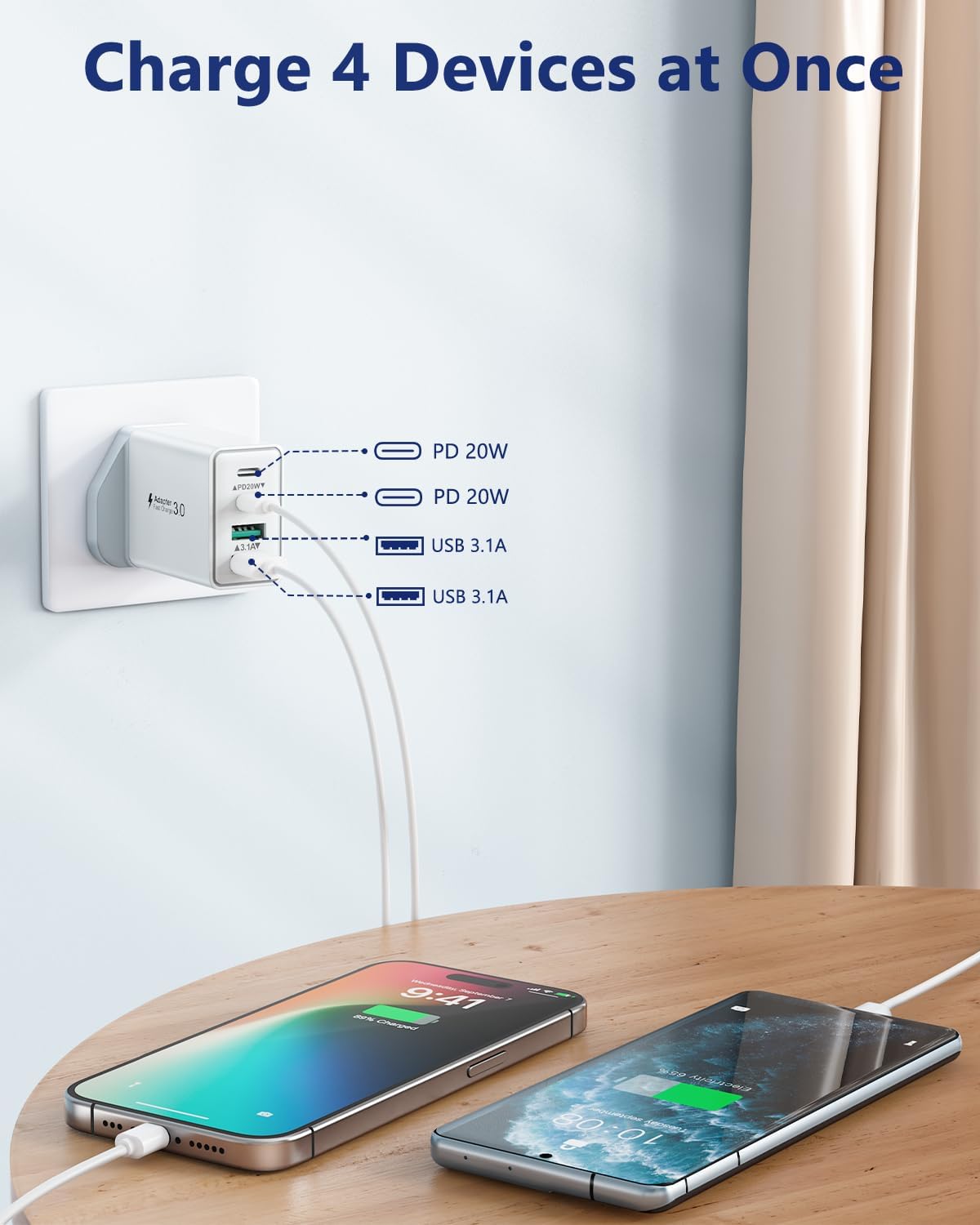 Detalle de 40W Multi USB Fast Charger 4‑Port