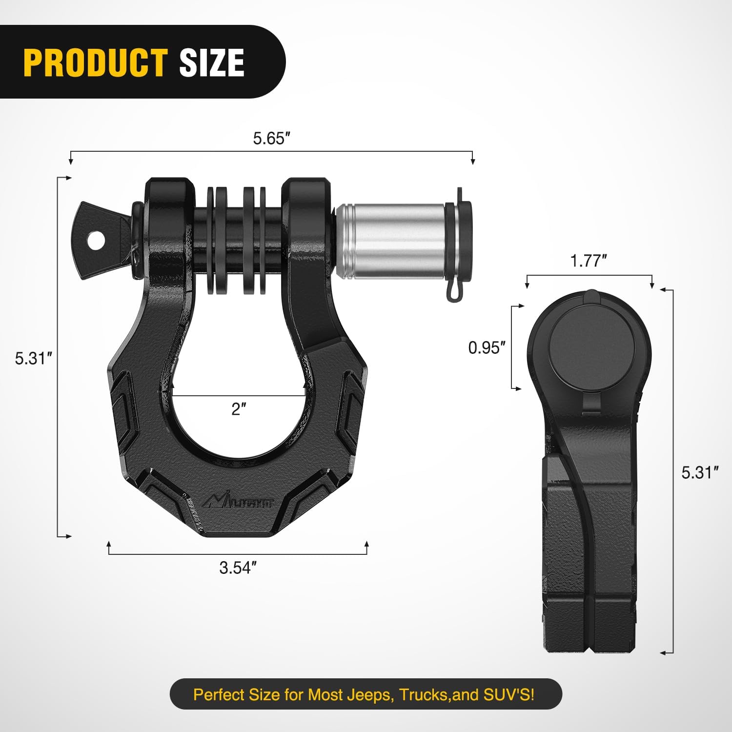 Detalle de Nilight 2 Pack 3/4" Mega D-Ring Shackles with 7/8" Screw Pin (68,000LBS Break Strength) for Off-Road Recovery