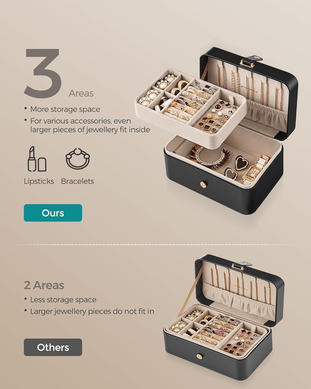 Detalle 2 de SONGMICS GISELLA travel jewellery box 11.6 cm