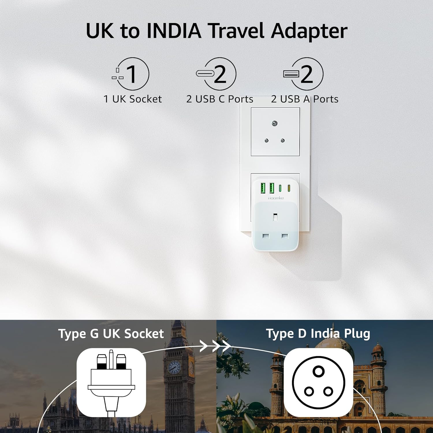 Thumbnail 6 de UK to India plug adapter with 35W USB C