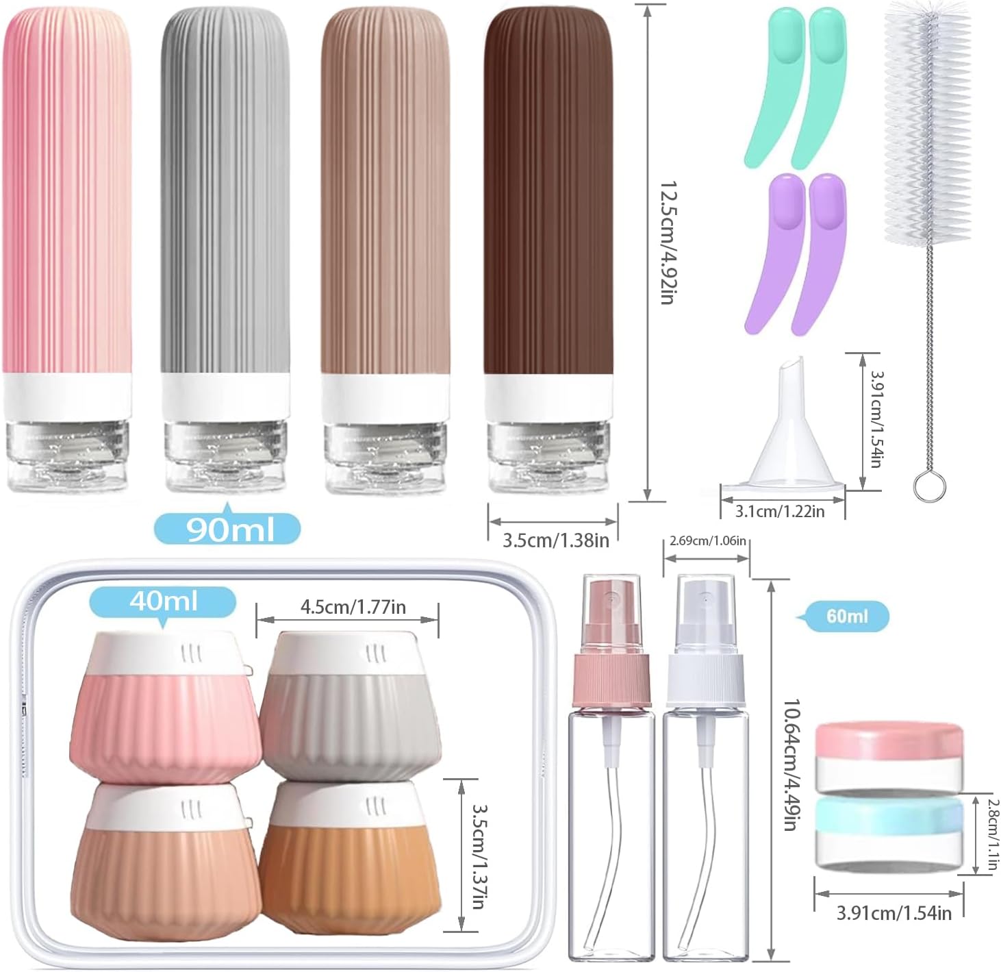 Thumbnail 1 de NuvaConx 18-pack Travel Bottles for Toiletries – TSA Approved Silicone Set in Pink