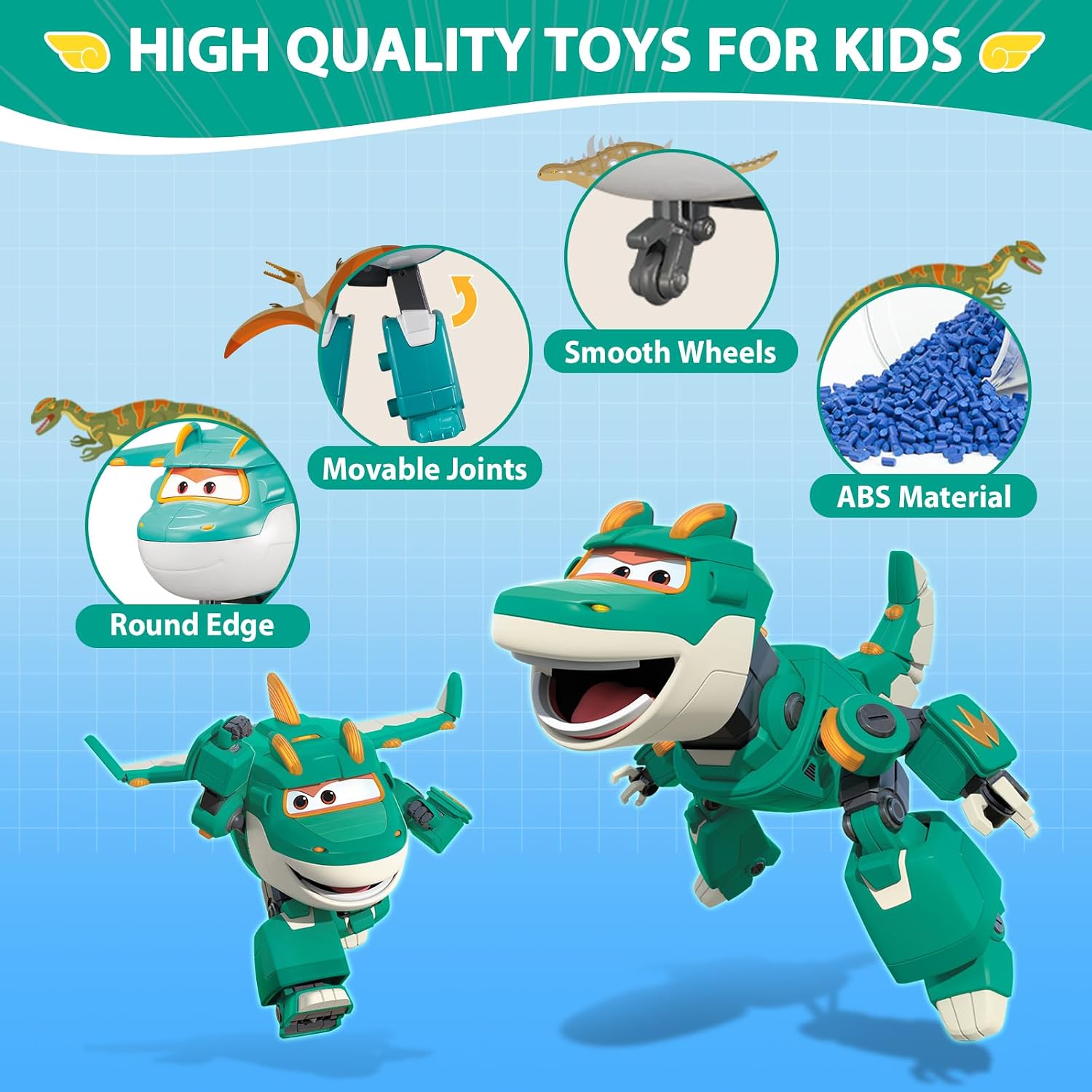 Detalle de Super Wings 5" Transforming Characters 2-Pack: Jett Supercharged + Tino, set di 2 figure trasformabili da 12 cm
