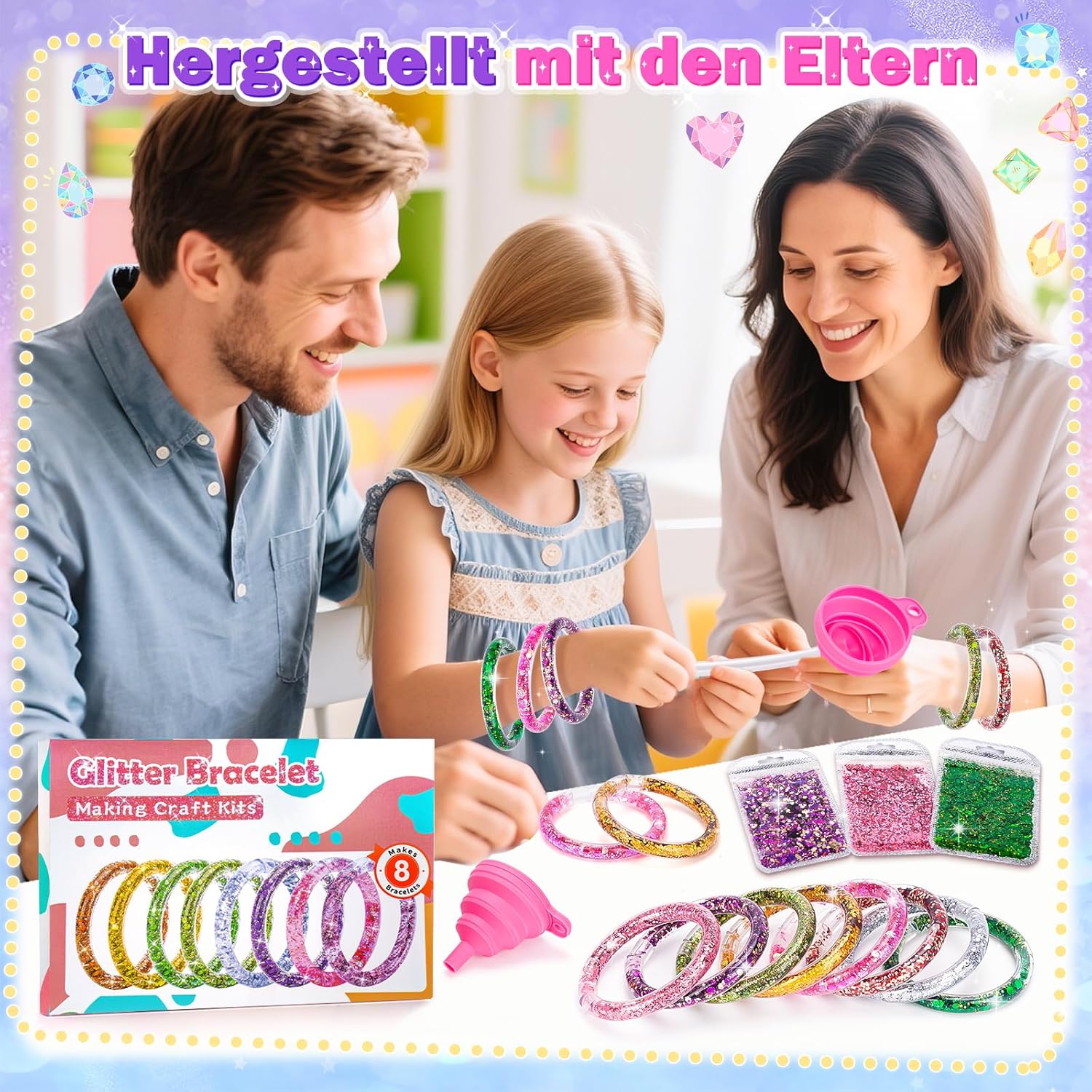 Thumbnail 4 de Bastelset Glitzerarmbänder 8er Set 🎨