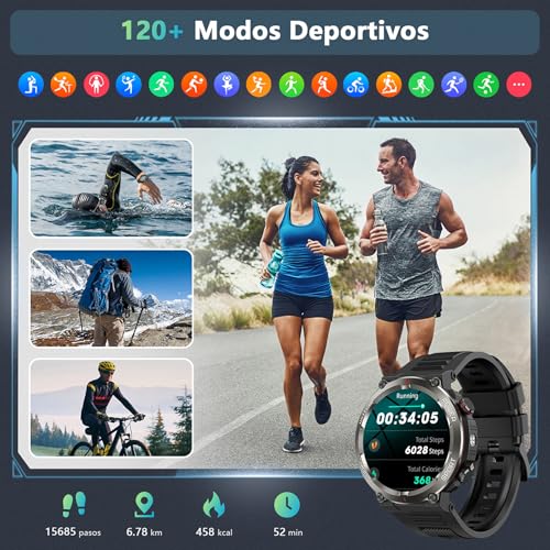 Thumbnail 6 de Baolubao Reloj Inteligente Hombre con Linterna, Brújula y 2 Correas: resistencia militar y baterías de larga duración