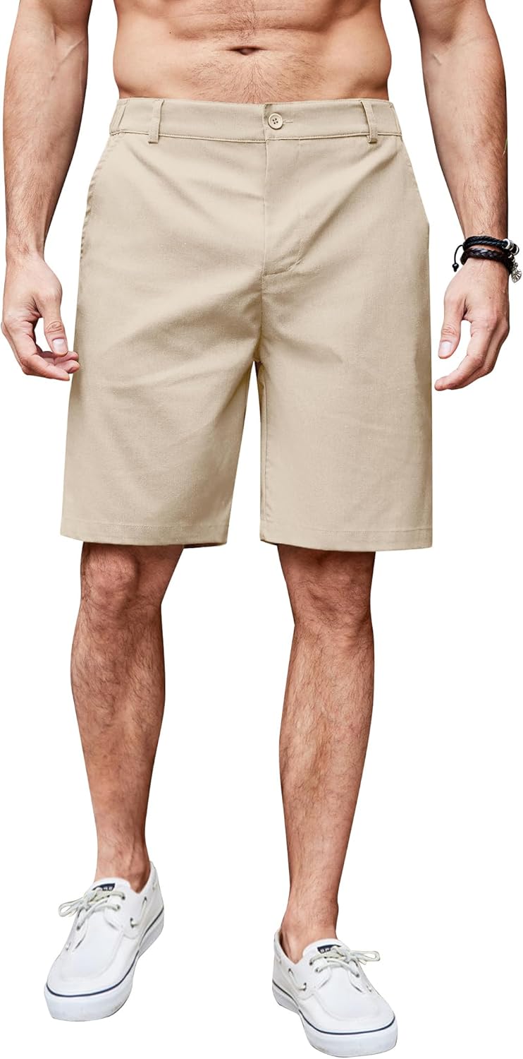 Thumbnail 5 de COOFANDY Short Lin Homme Bermuda avec Zip – Kurz en lin mélange, taille élastiquée et poches