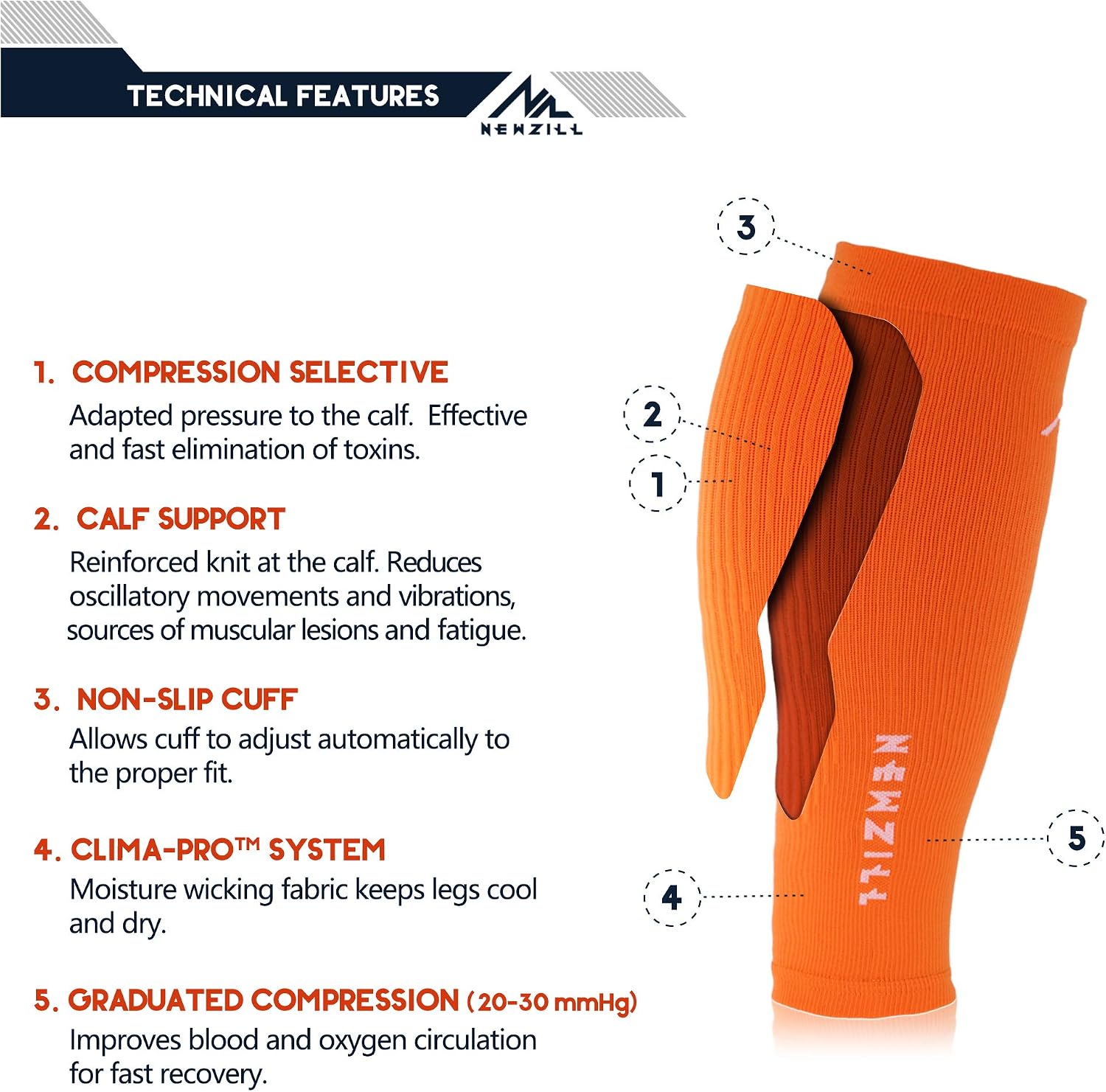 Thumbnail 3 de NEWZILL Power Calf Sleeve Compression Sleeves, 20–30 mmHg for Running and Travel