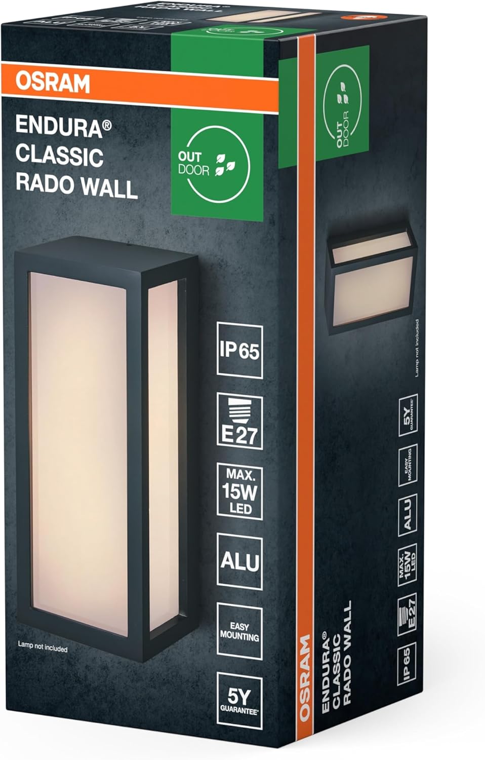 Detalle de OSRAM Lampada da esterno ENDURA CLASSIC RADO: lampada da parete E27 in alluminio, grado IP65