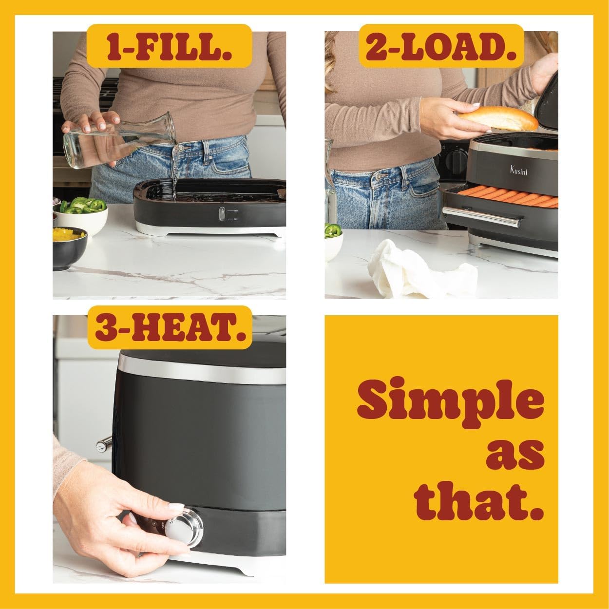 Detalle de Kusini Hot Dog Steamer Machine