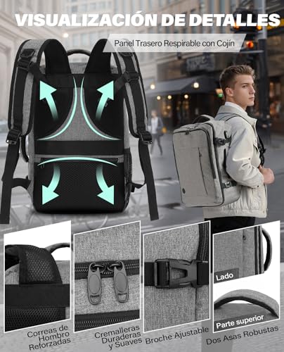 Detalle de Mochila de cabina VANKEV 45x36x20 cm para EasyJet (30 L), organización y comodidad en viaje