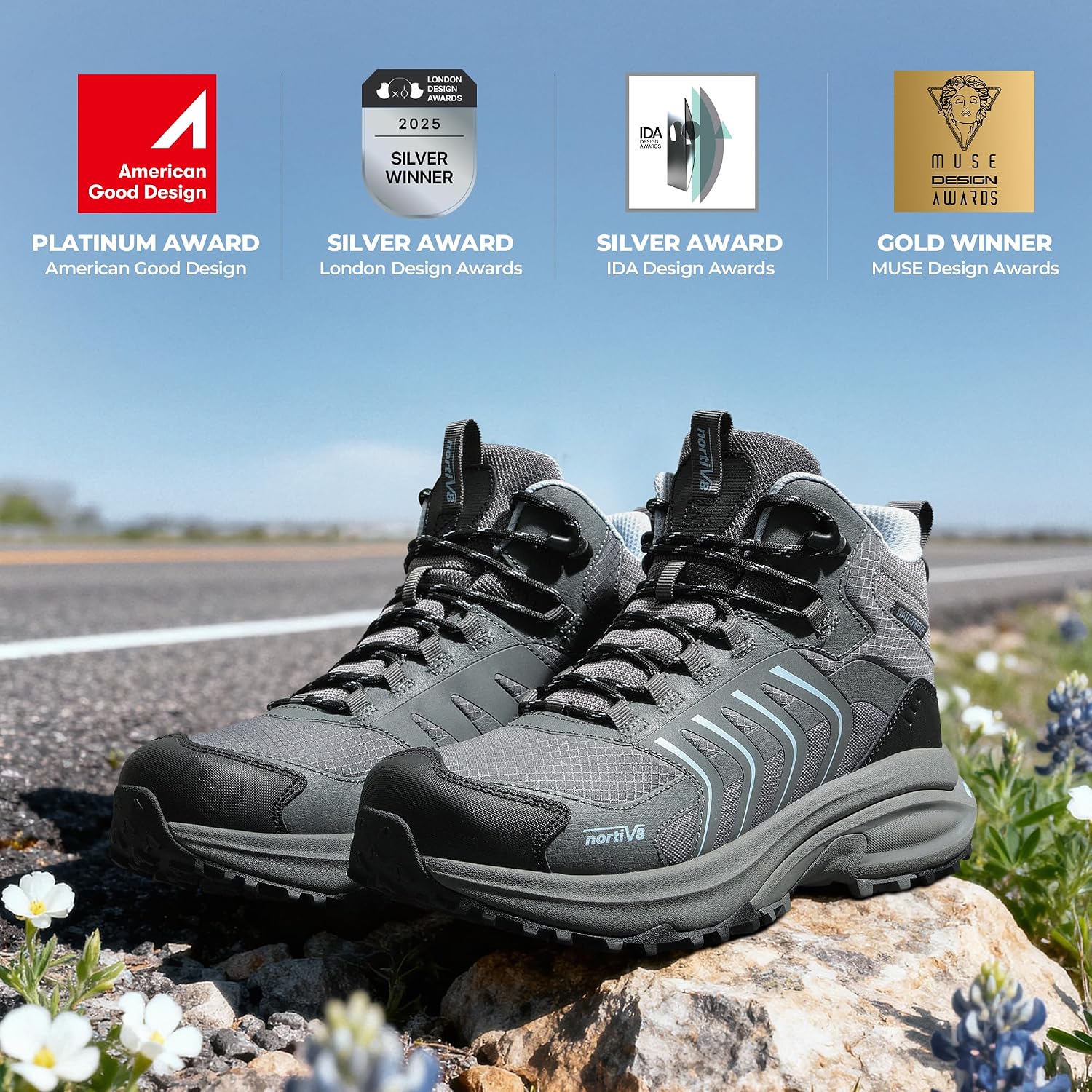 Detalle de NORTIV 8 Wanderschuhe Damen – Wasserdicht, Leicht und Vielseitig für Outdoor-Touren