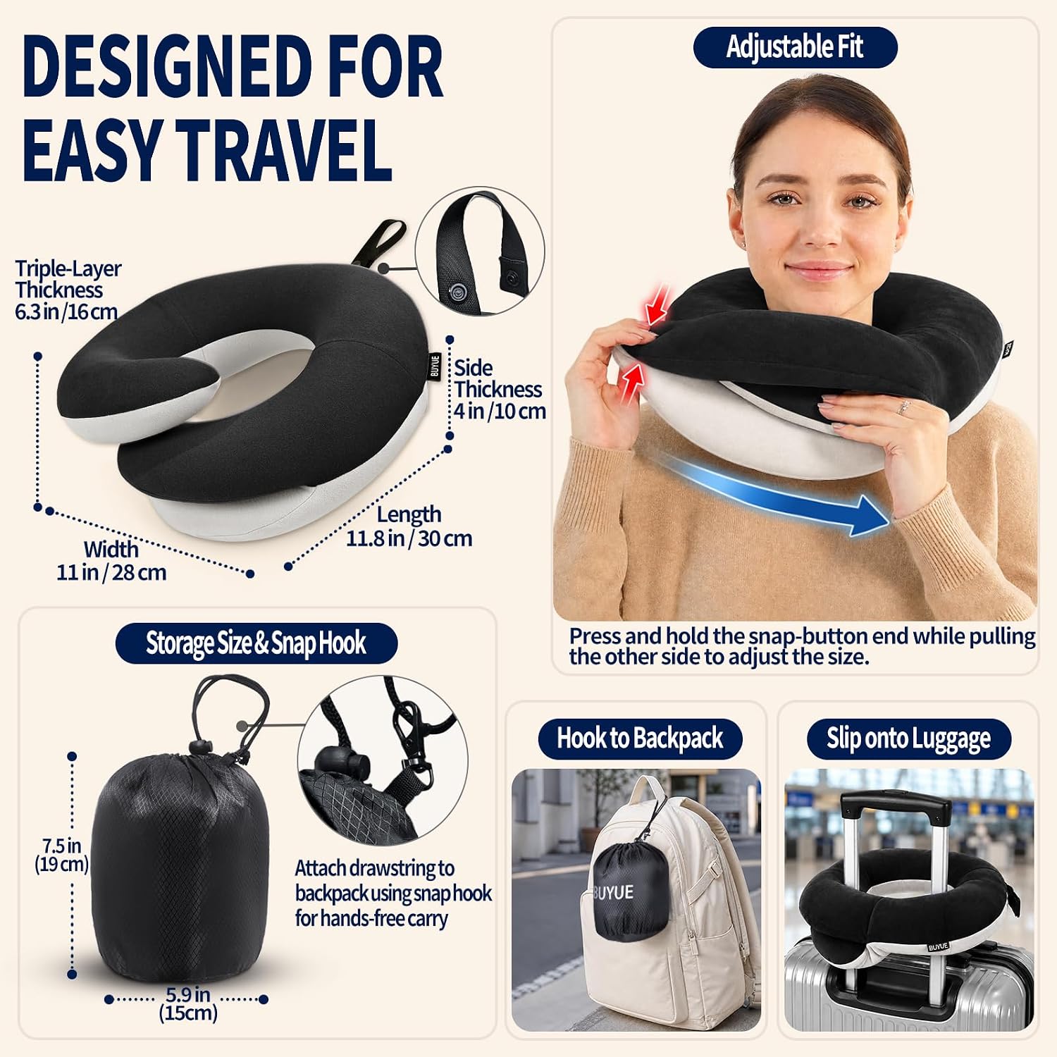 Thumbnail 4 de BUYUE Travel Neck Pillow 360° support