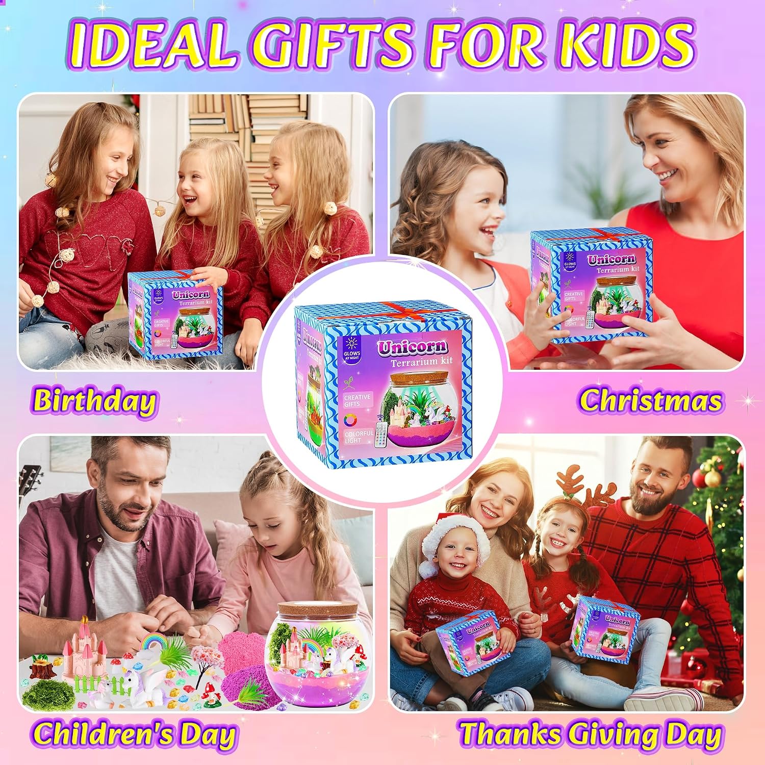 Thumbnail 5 de Gifmore Unicorn Terrarium Kit with LED night light