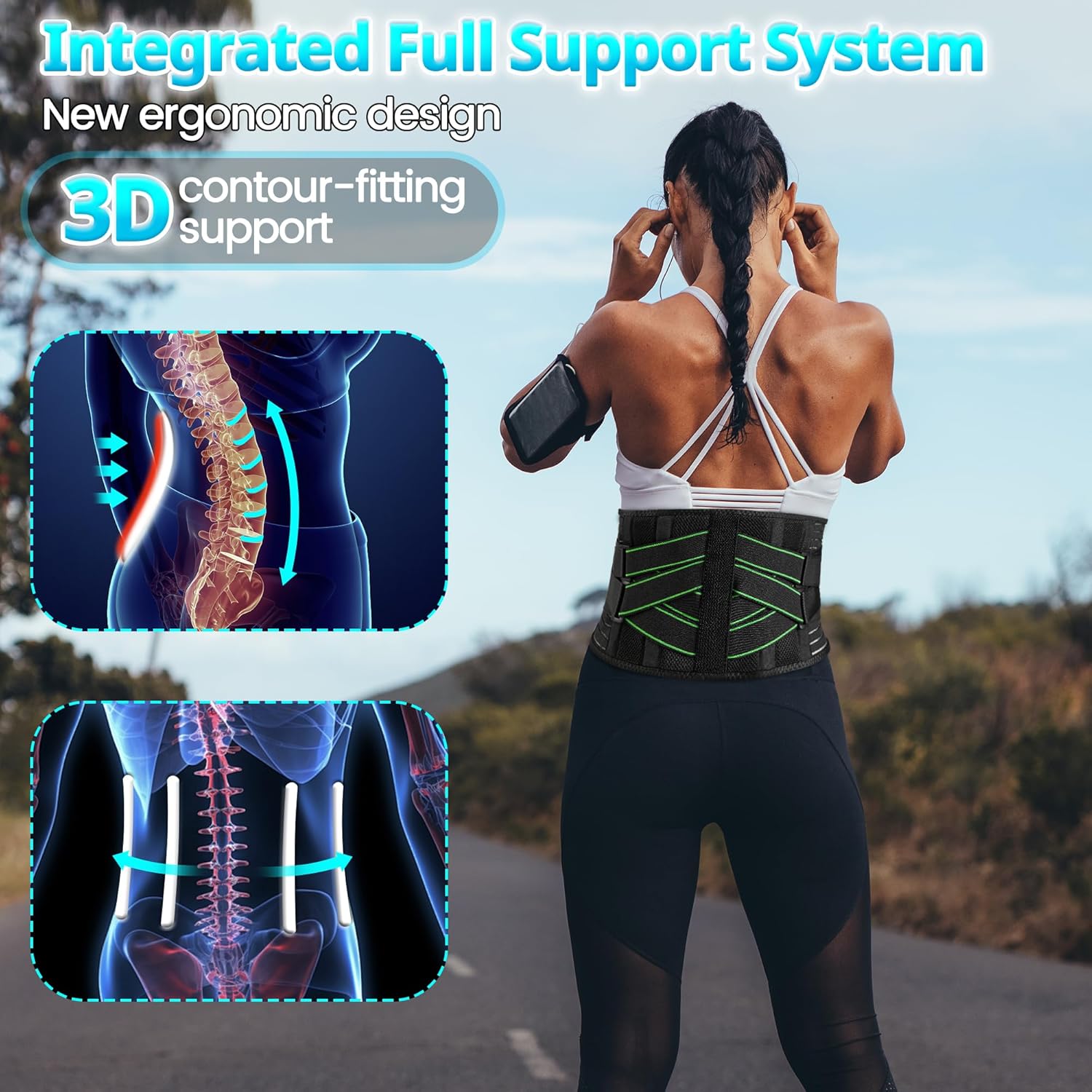 Thumbnail 1 de Lureon Fascia Lombare con 7 Barre Metalliche di Sostegno – supporto lombare traspirante con cuscino 3D rimovibile